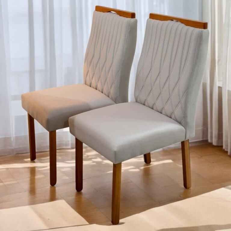 Mesa Sintonia (Tampo Maxi) 120x80 Amêndoa Clean/Off White com 4 Cadeiras Gênova Veludo Marfim - Imagem 4