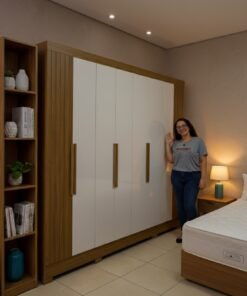 Sofá Retrátil e Reclinável Afrodite Slim 2,90 m Veludo Bege 106 – ZARAT ESTOFADOS