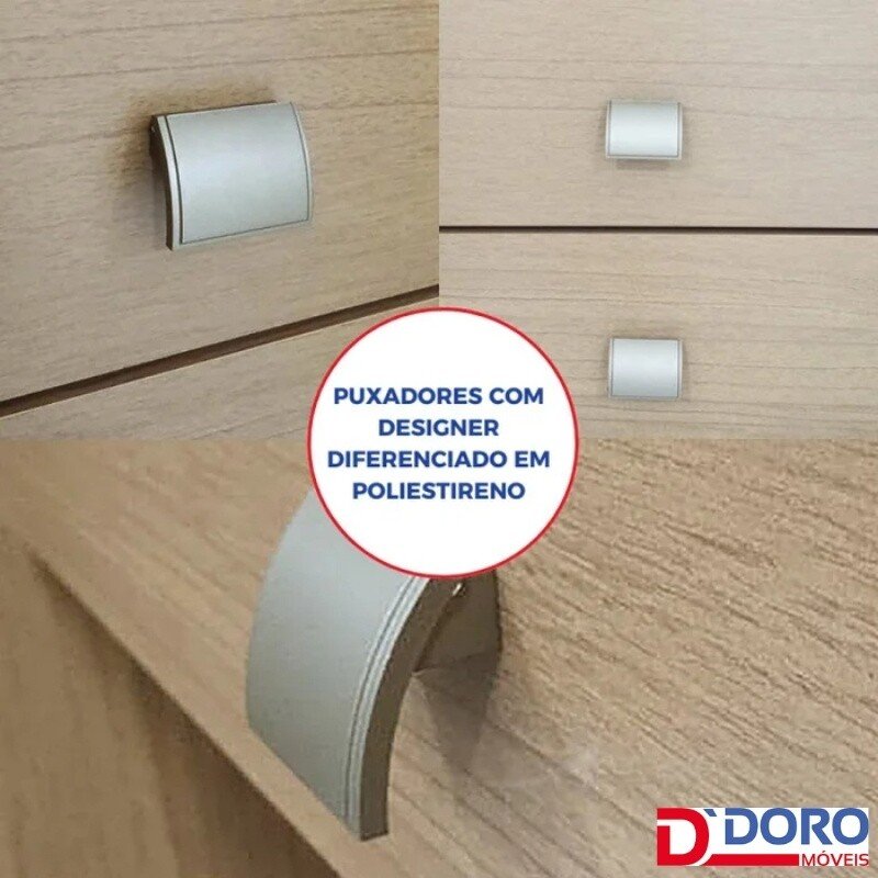 Guarda-roupa Casal 2,20m Titanium Cinamomo/Off Ripado 2 Portas 6 Gavetas 100% MDF - D Doro - Imagem 12