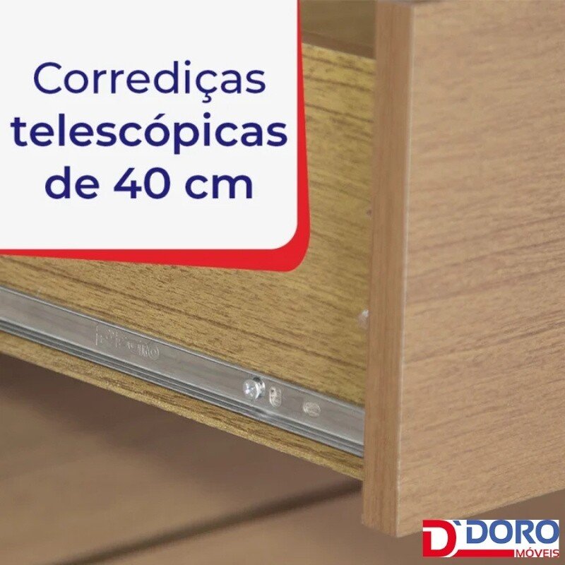 Guarda-roupa Casal 2,20m Titanium Cinamomo/Off Ripado 2 Portas 6 Gavetas 100% MDF - D Doro - Imagem 14