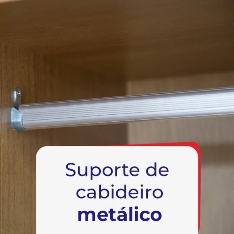 Guarda-roupa Casal 2,20m Titanium Cinamomo/Off Ripado 2 Portas 6 Gavetas 100% MDF - D Doro - Imagem 13
