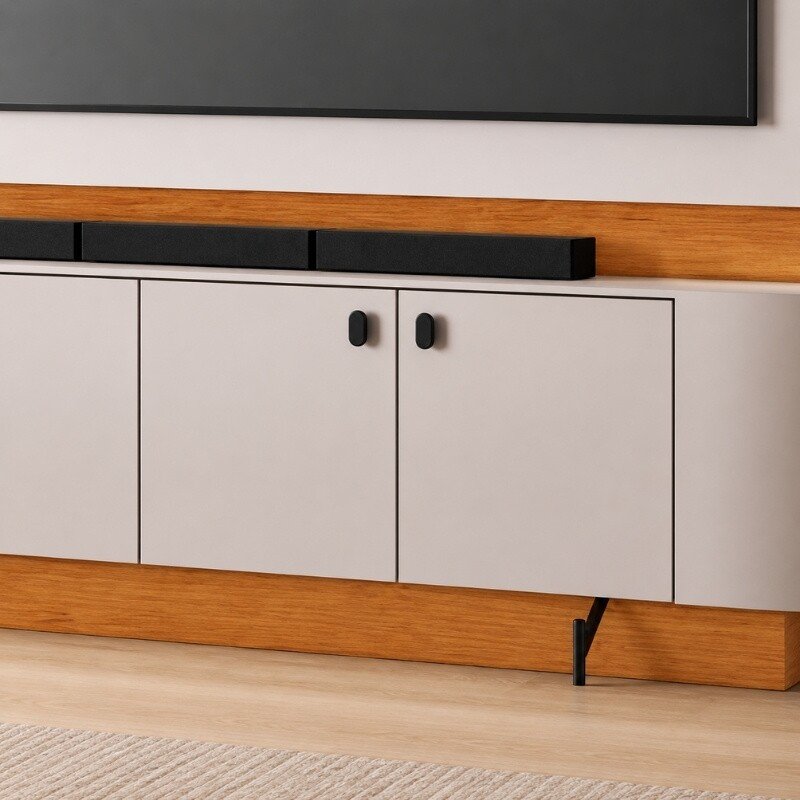 Home 1,82m Dominus Candian Cinamomo/Off White com Detalhe Ripado e LED para TV até 65" - JCM - Imagem 6