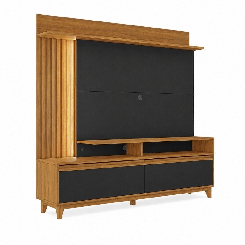 Home 1,83m NT 1400 Freijó/Preto com Detalhe Ripado e LED para TV até 60" - Notável - Imagem 3