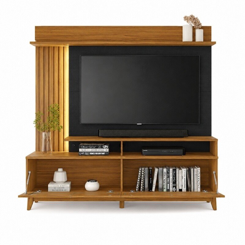 Home 1,83m NT 1400 Freijó/Preto com Detalhe Ripado e LED para TV até 60" - Notável - Imagem 2