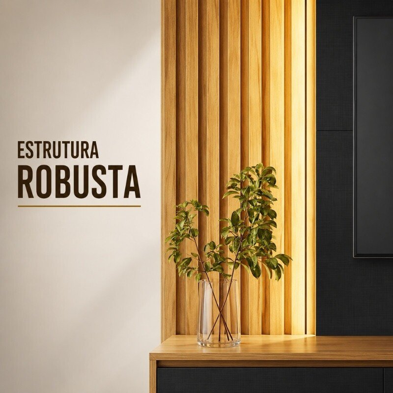 Home 1,83m NT 1400 Freijó/Preto com Detalhe Ripado e LED para TV até 60" - Notável - Imagem 4