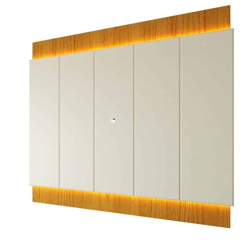 Painel 2,18m Magnífico 220 Nature/Off com LED e Detalhe Ripado para TV até 85" - Gelius - Imagem 5
