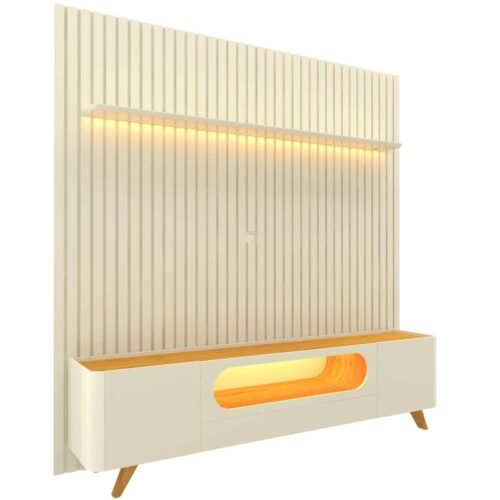 Alternative view of Rack Nobre 2.10m Off/Naturale C/ Led + Painel Nobre Ripado 2.30m Off C/ Led TV até 85 Polegadas - Gelius