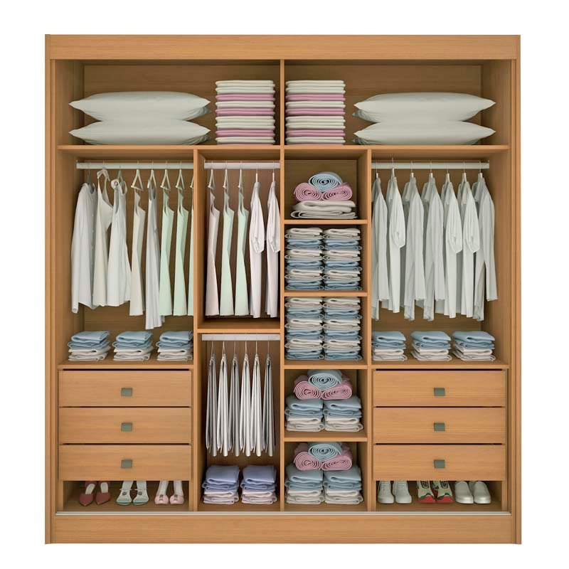 Guarda-roupa Casal 2,20m Titanium Cinamomo/Off Ripado 2 Portas 6 Gavetas 100% MDF - D Doro - Imagem 7