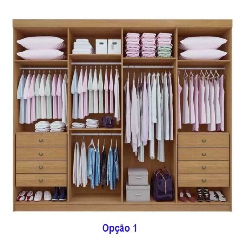 Alternative view of Guarda-roupa Casal 2,75m Daymond Cinamomo Ripado 8 Portas 8 Gavetas 100% MDF - D Doro