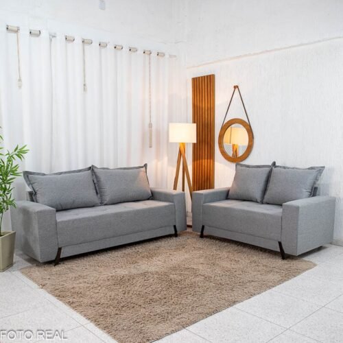 Sofá 3 e 2 Lugares 8100 Linho Cinza 27