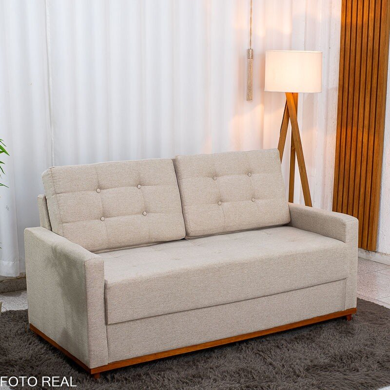 Sofá 3 Lugares Living Áustria Linho Bege A57 - 1,70m
