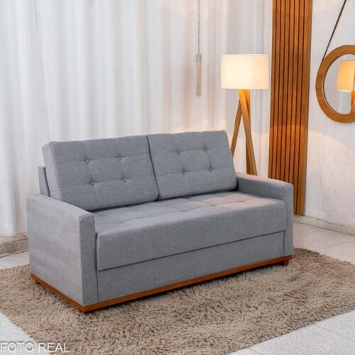 Sofá 3 Lugares Living Áustria Linho Cinza A59 - 1,70m