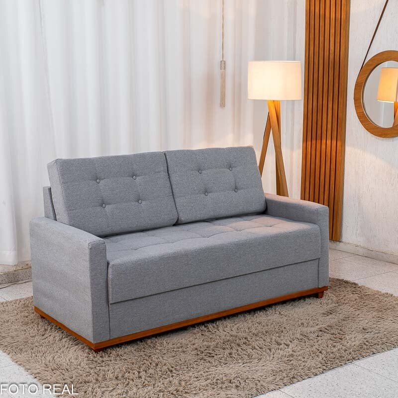 Sofá 3 Lugares Living Áustria Linho Cinza A59 - 1,70m