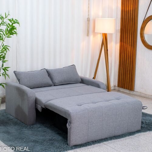 Sofá Cama Amora New Linho Cinza 250/487 - 1,37m