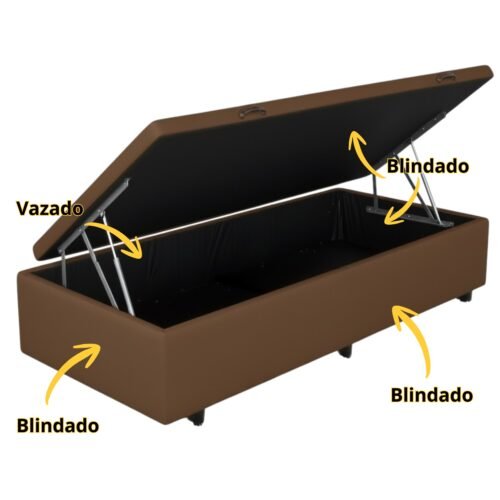 Alternative view of Base Box Solteiro Baú Corino Marrom - ALTO NÍVEL CAMAS E COLCHÕES