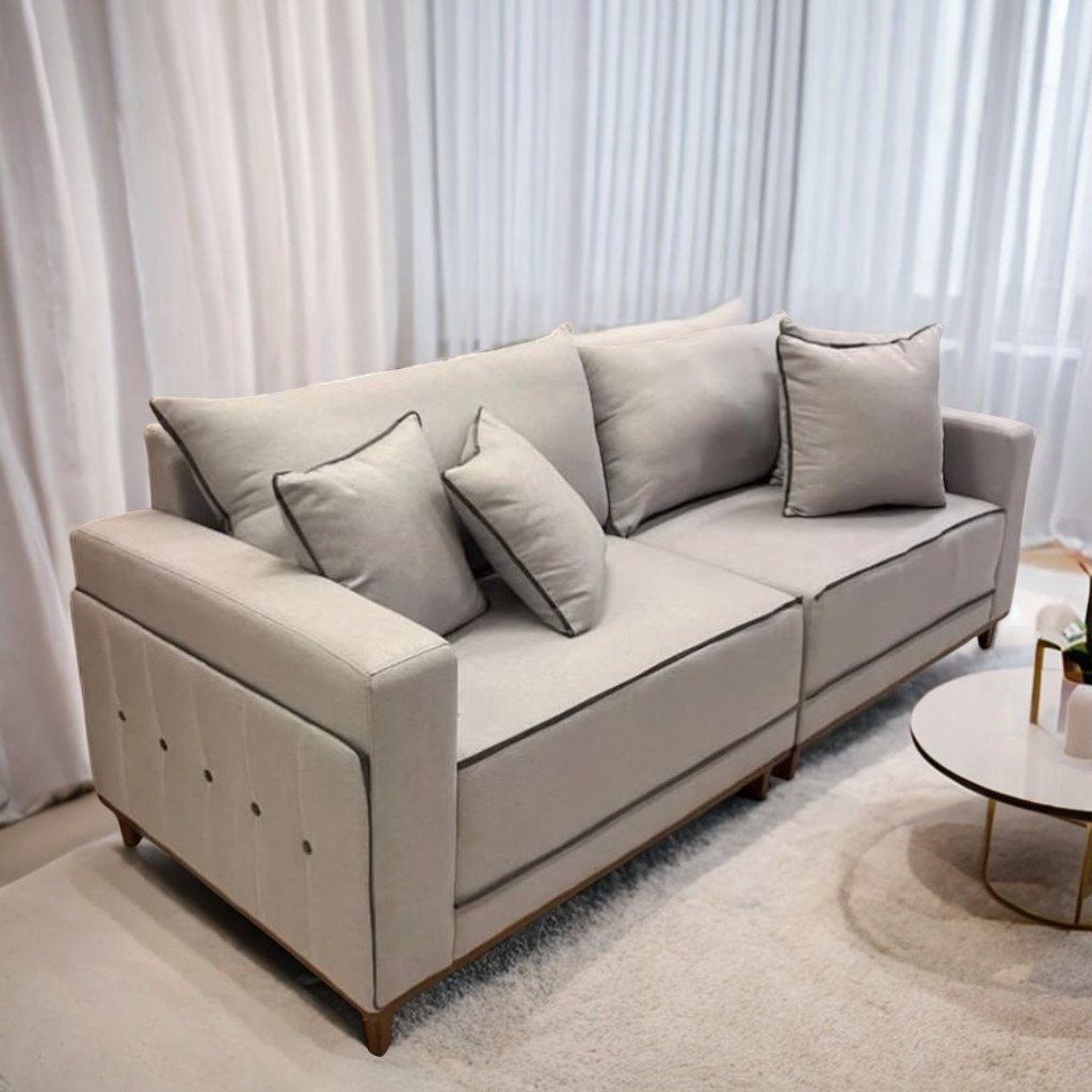 Sofá Living Montes Claros 3048 2,16 m Bege 2119 - LUFER ESTOFADOS