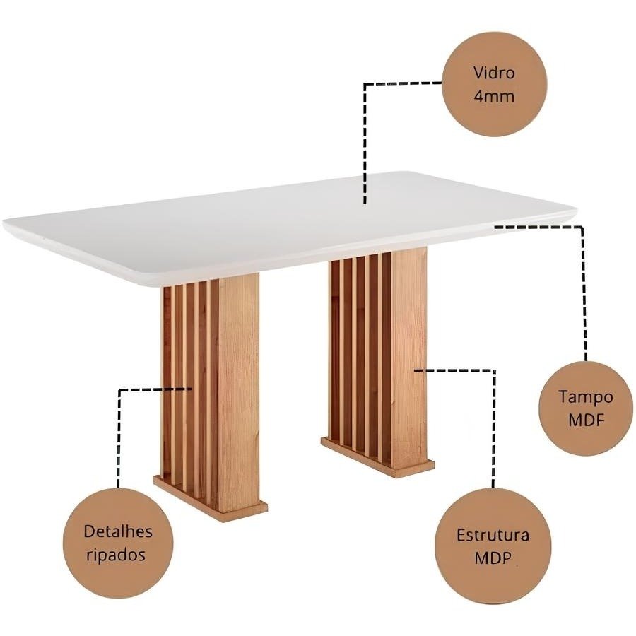Mesa Mona/Munique 160 Mel/Blonde Off White - VIERO MOVEIS - Imagem 3