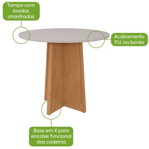 Alternative view of Mesa Redonda Celebrare 100 Amêndoa Clean/off White - Lopas