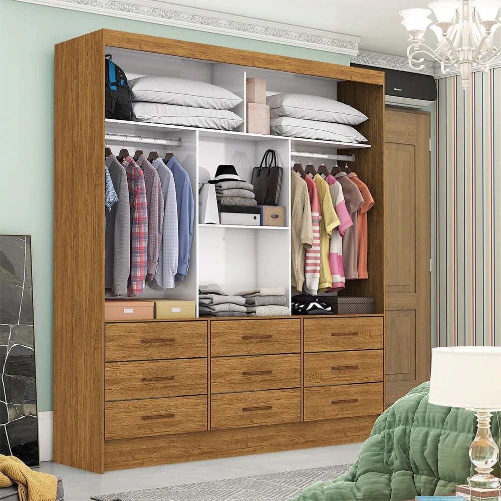 Guarda-Roupa 3 Portas Sevilha (Sem espelho) 1,62 m Cinamomo - CARIOCA MÓVEIS - Imagem 2