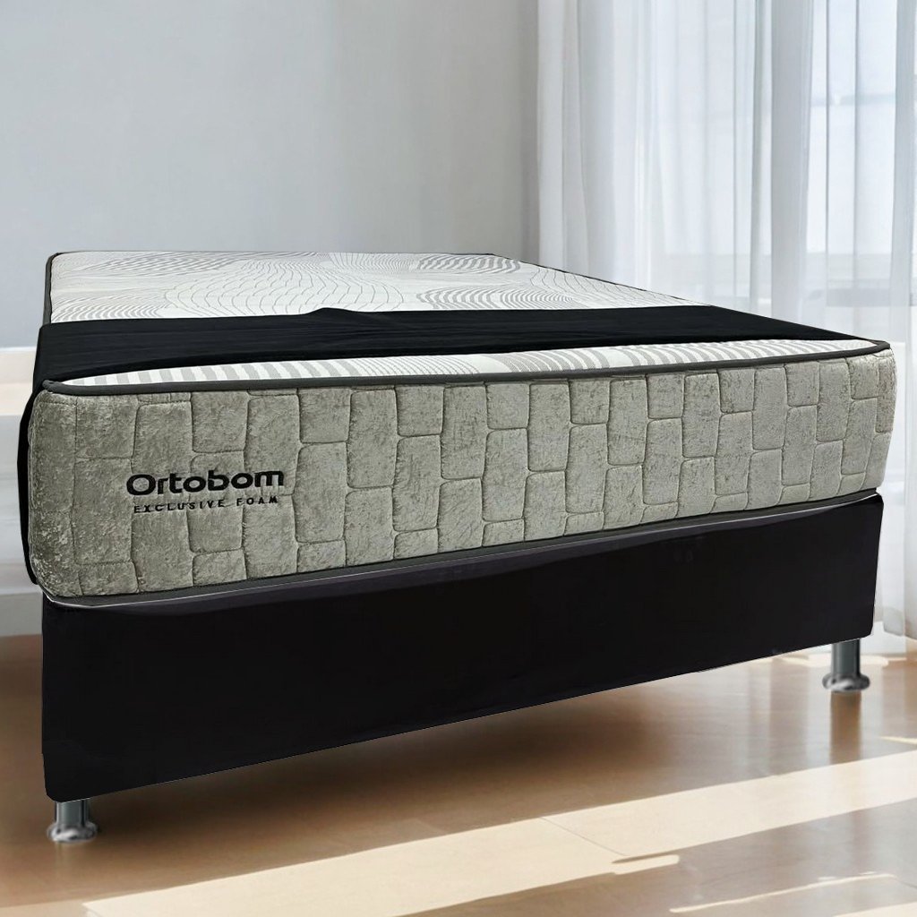 Colchão Casal Exclusive Foam 30 cm HR 33 + Base Simples Corino Preto – ORTOBOM + BIOSTAR - Imagem 2