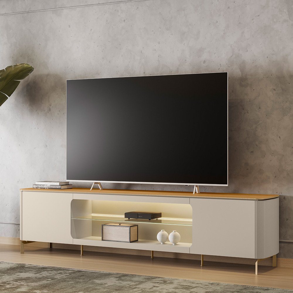 Rack ate 85" Santorini Off White/Tauari Fosco - LINEA BRASIL - Imagem 11