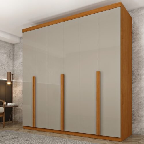 Guarda-Roupa 6 Portas Joinville/Andorra 2,18 m Cinamomo/Off White - TCIL