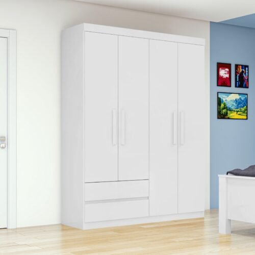 Guarda-Roupa 4 Portas Zeus 1,19 m Branco - LOPAS