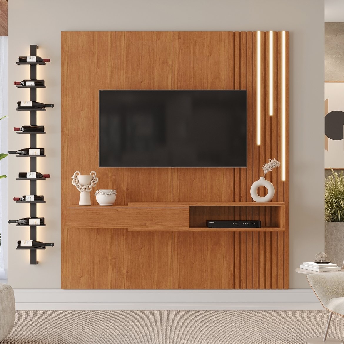 Painel até 55" Ímpetus (C/LED Cascata) + Nicho Naturale - MAVAULAR - Imagem 2