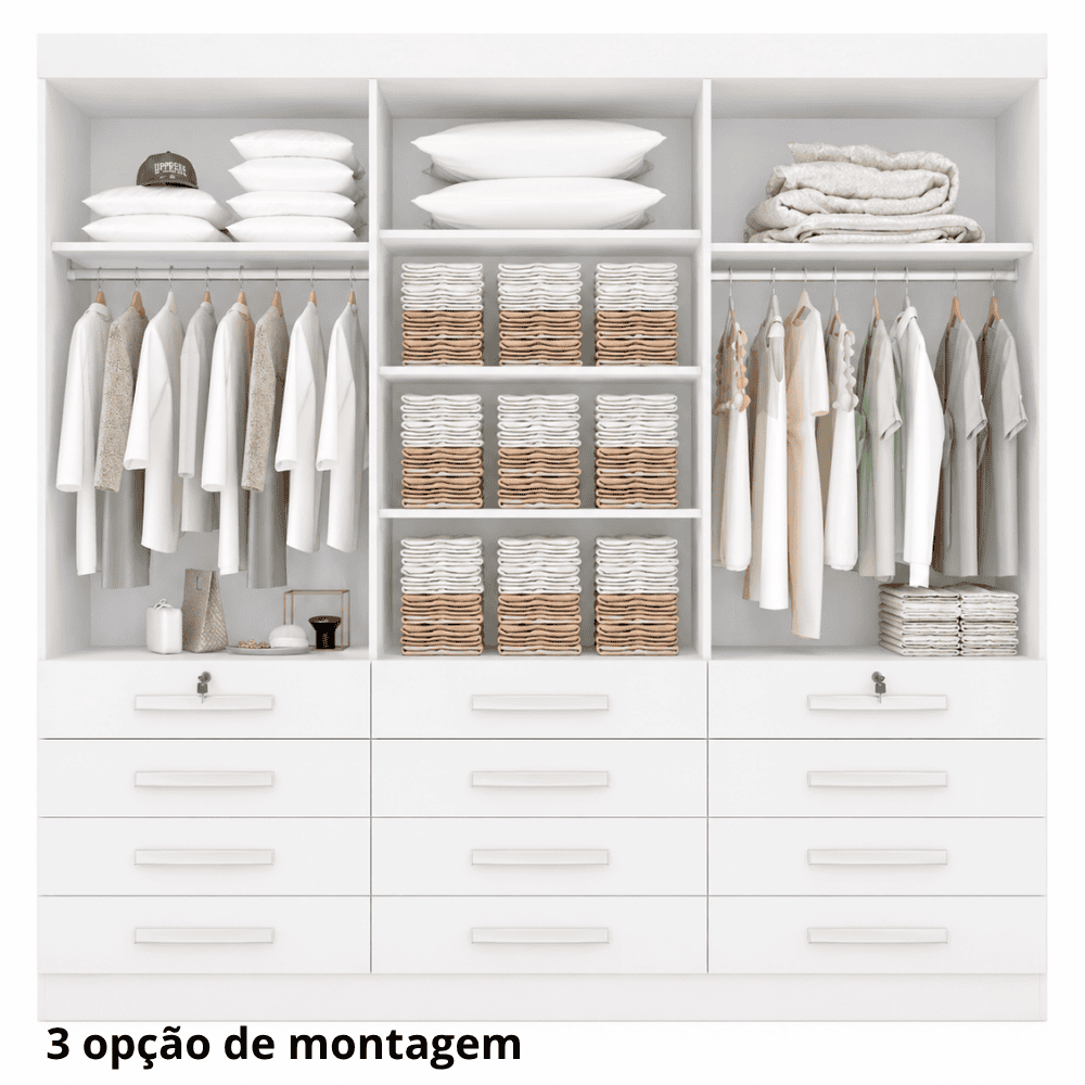 Guarda-roupa Casal 2,40m Mônaco Plus Branco 6 Portas 12 Gavetas 100% MDF - D Doro - Imagem 4