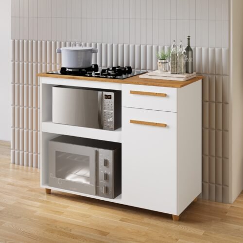 Balcão para Cooktop 4 Bocas Chicago Branco - KAIKI MÓVEIS