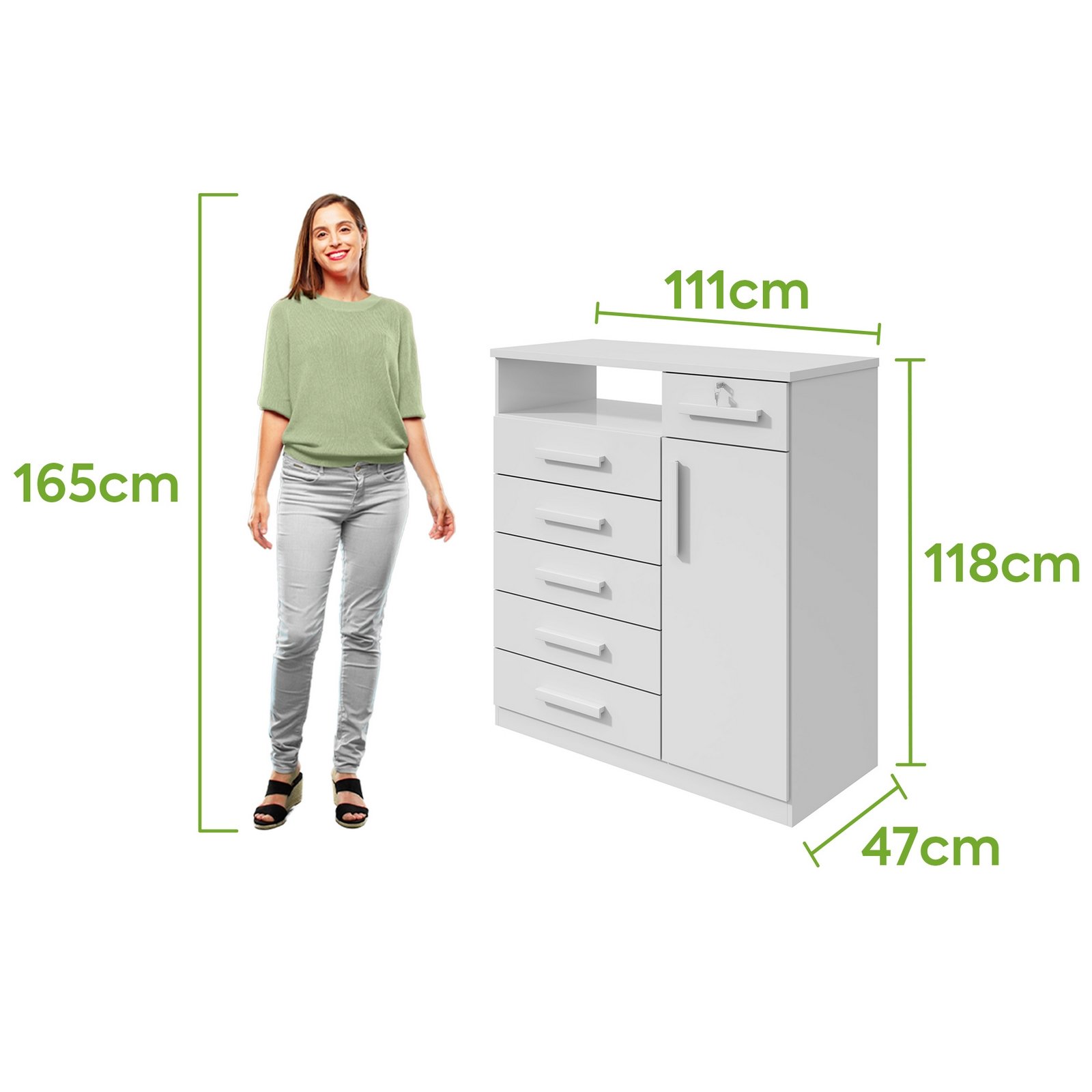 Cômoda 6 Gavetas com Sapateira Da Vinci Branco - LOPAS - Imagem 3