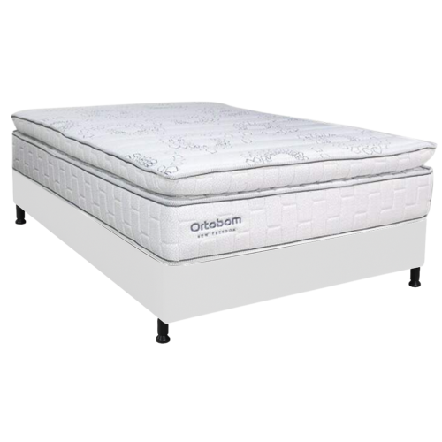 Alternative view of Colchão Casal New Freedom 32 cm D33 Molas Ensacadas + Base Simples Corino Branco – ORTOBOM + BIOSTAR