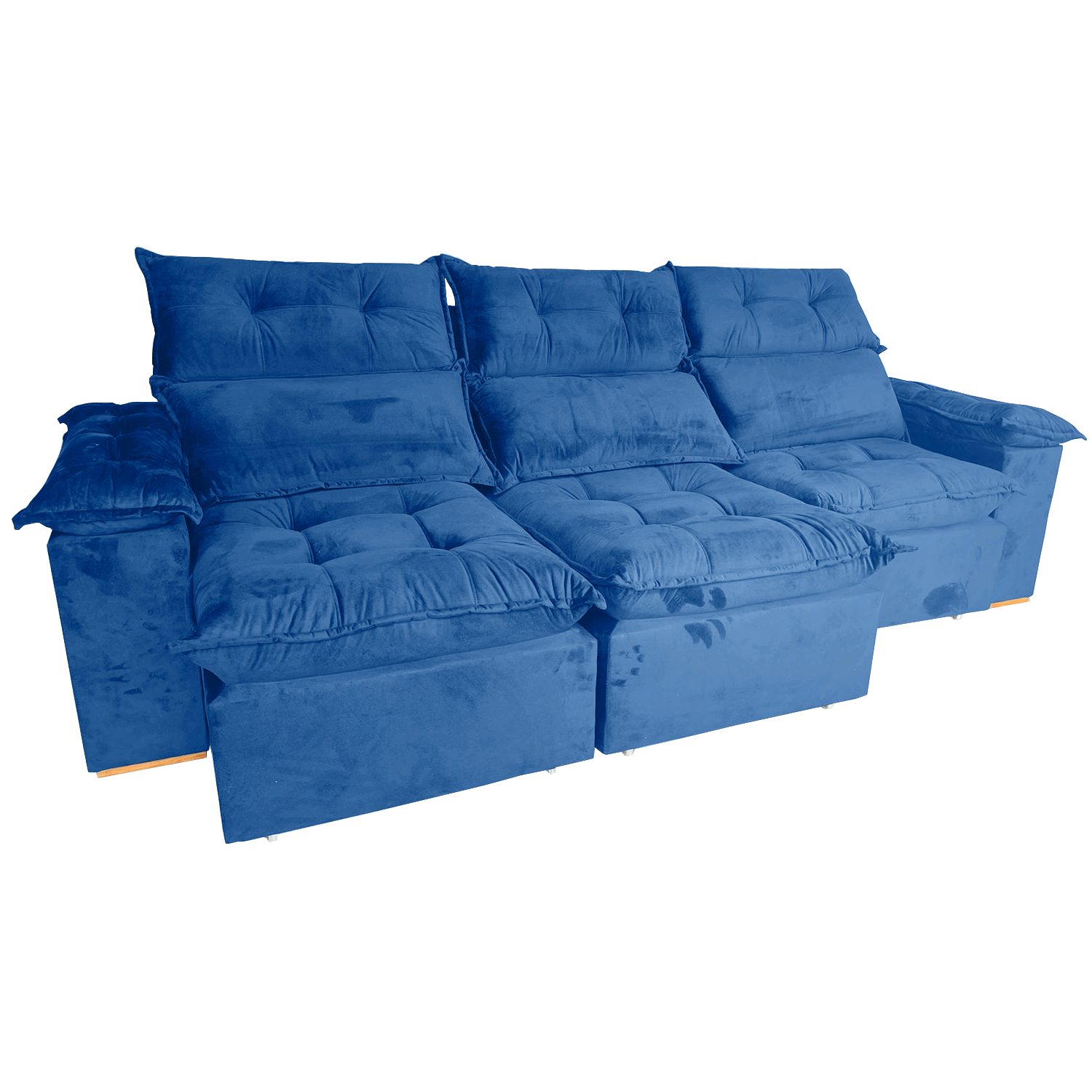 Sofá Retrátil e Reclinável Imperial 2,75 m Veludo Jolie Azul 07 - IMPERIAL DECOR - Imagem 3