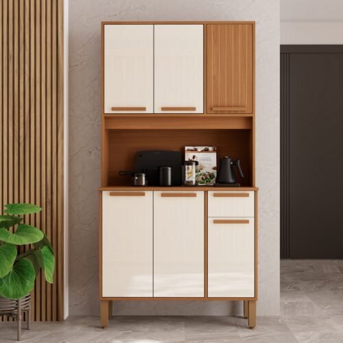 Kit Cozinha Lagos 0,90 m Freijó/Off White – INDÉKES