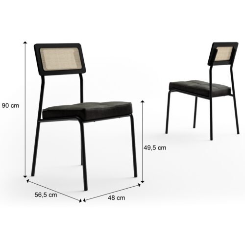 Alternative view of Kit 2 Cadeiras Lux 1741 Preto/Linho Cinza Grafite/Corino Preto - CARRARO MOVEIS