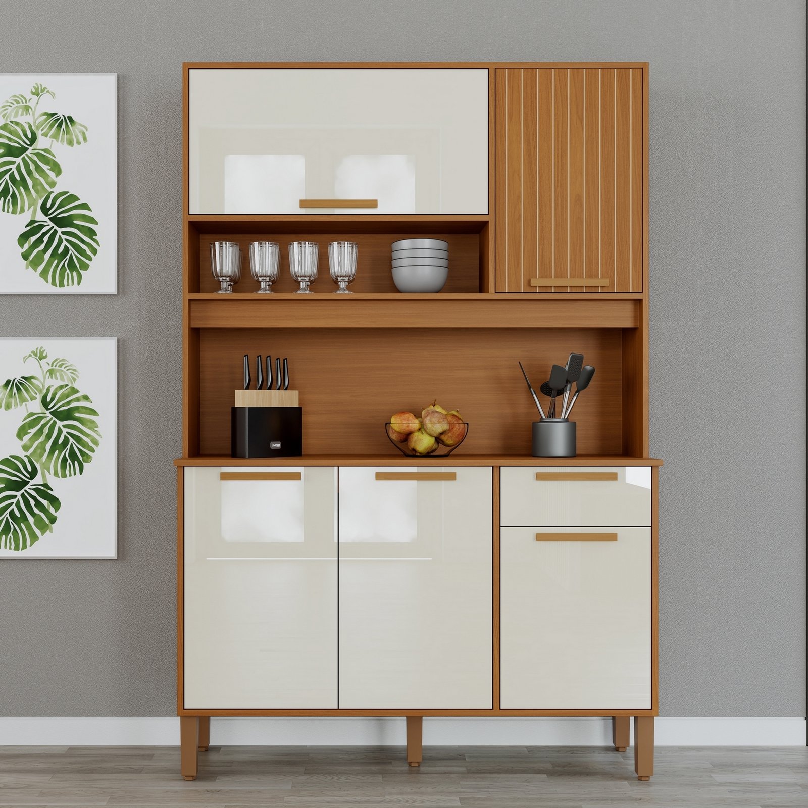 Kit Cozinha Sintra 1,20 m Freijó/Off White – INDÉKES