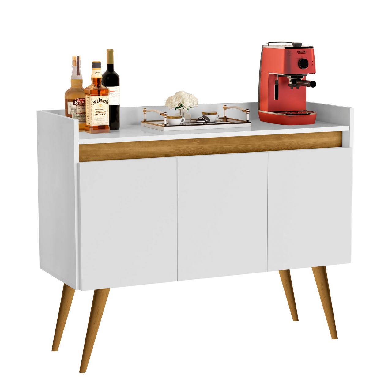Buffet 3 Portas Gold Branco/Mel/Branco - MOVEIS PRIMUS - Imagem 6
