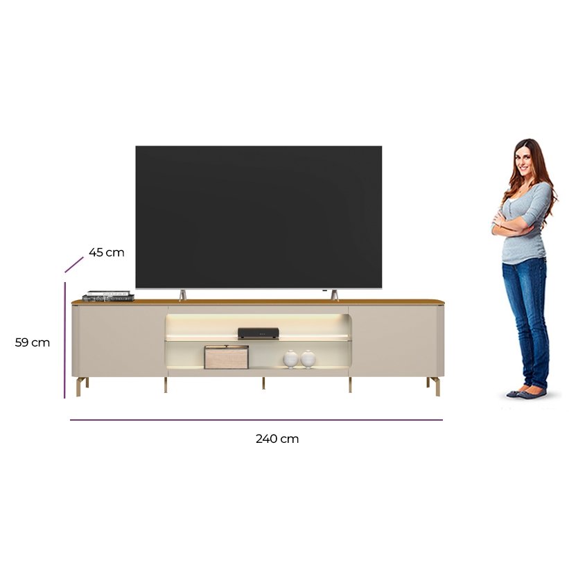 Rack ate 85" Santorini Off White/Tauari Fosco - LINEA BRASIL - Imagem 7