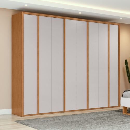 Guarda-Roupa 8 Portas Ergon 2,70 m Amêndoa Clean/Off White - LOPAS