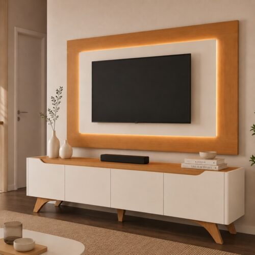 Painel até 58″ + Rack Atenas 1,80 m Off White/Naturale – MAVAULAR