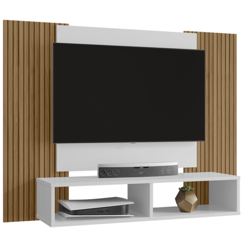 Alternative view of Painel até 47" Navi Branco/Ripado - BECHARA