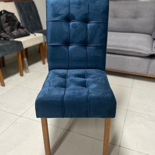 Alternative view of Mesa Salinas 100 (Tampo Dakota s/ vidro) Cinamomo com 4 Cadeiras Sophia Veludo Azul – CEL MÓVEIS + WM DECOR