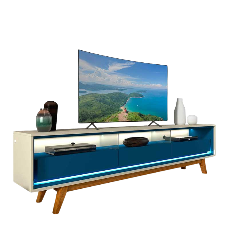 Rack até 75″ Requinte 212 Off White/Azul – GELIUS - Imagem 2