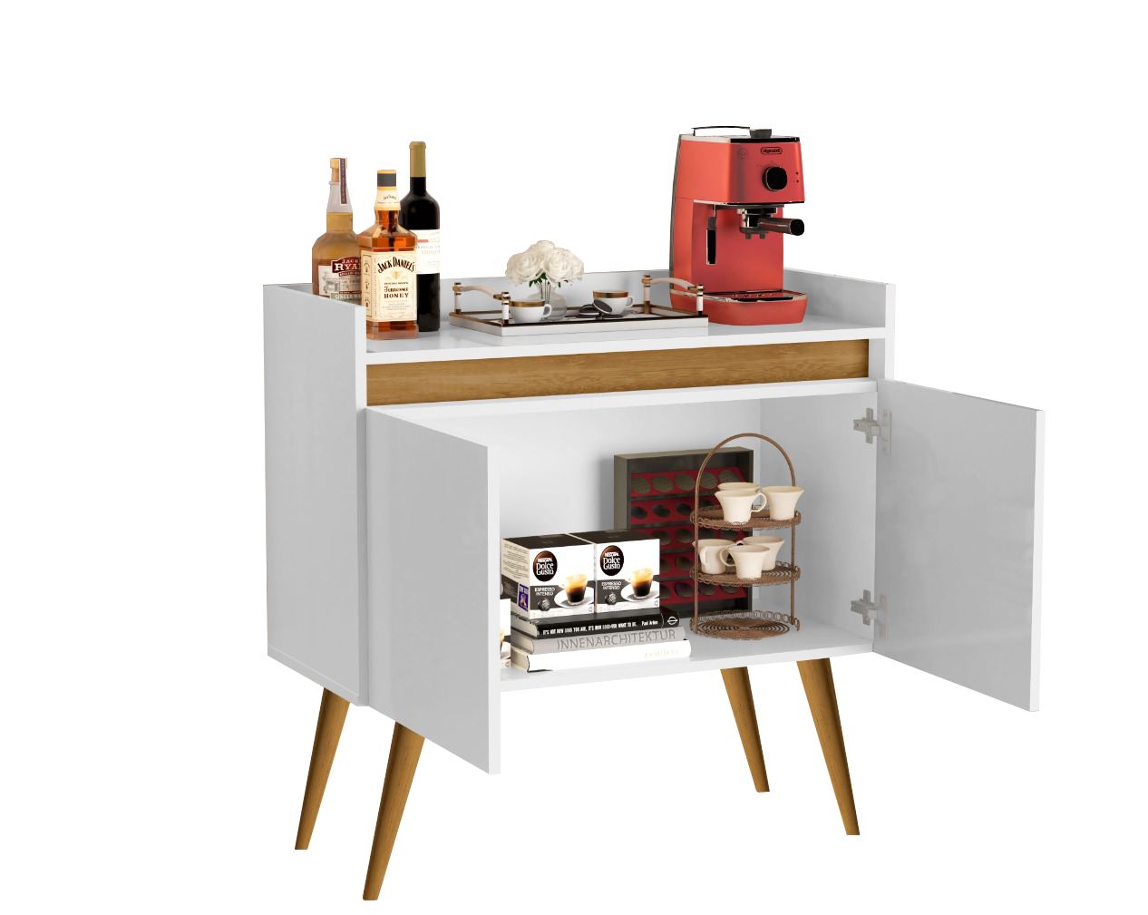 Buffet 2 Portas Gold Branco/Mel/Branco – MOVEIS PRIMUS - Imagem 6
