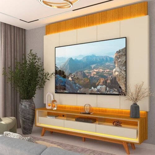 Alternative view of Painel até 85″ Magnífico + Rack Requinte 212 Naturale/Off White – GELIUS