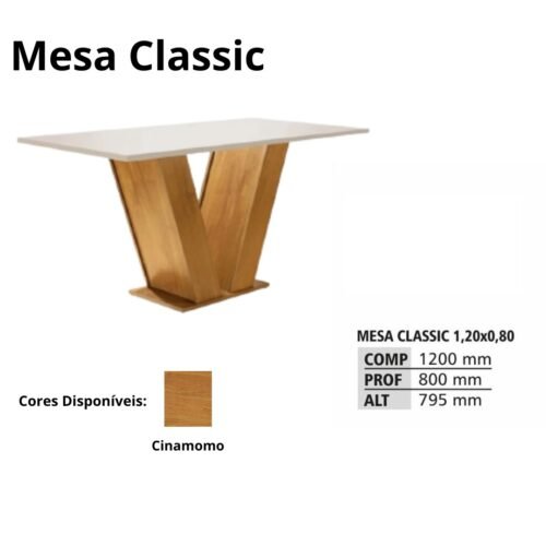Alternative view of Mesa Classic 120 Cinamomo (Tampo Londres c/vidro) - CEL MÓVEIS