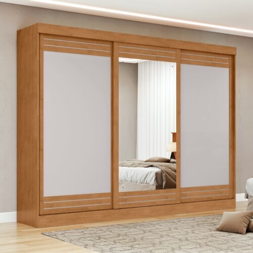 Alternative view of Guarda-Roupa 3 Portas Nice 2,70 m Amêndoa Clean/Off White/Amêndoa Clean – LOPAS