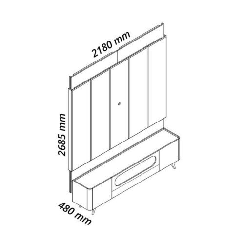 Alternative view of Painel até 85″ Magnífico Naturale/Off White + Rack Nobre 210 (Pés de madeira) Off White/Naturale – GELIUS