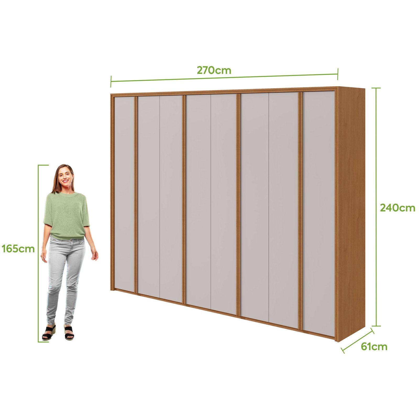 Guarda-Roupa 8 Portas Ergon 2,70 m Amêndoa Clean/Off White - LOPAS - Imagem 4
