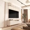 Painel até 75″ Lumi 2.19 Off White + Rack Aron Off White/Cedro – EDN MÓVEIS
